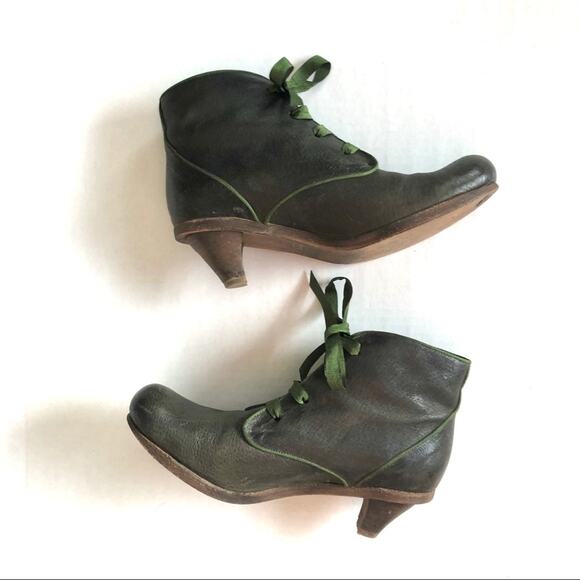 Tracey Neuls Green Leather Ankle Booties TN29 - Picture 6 of 11